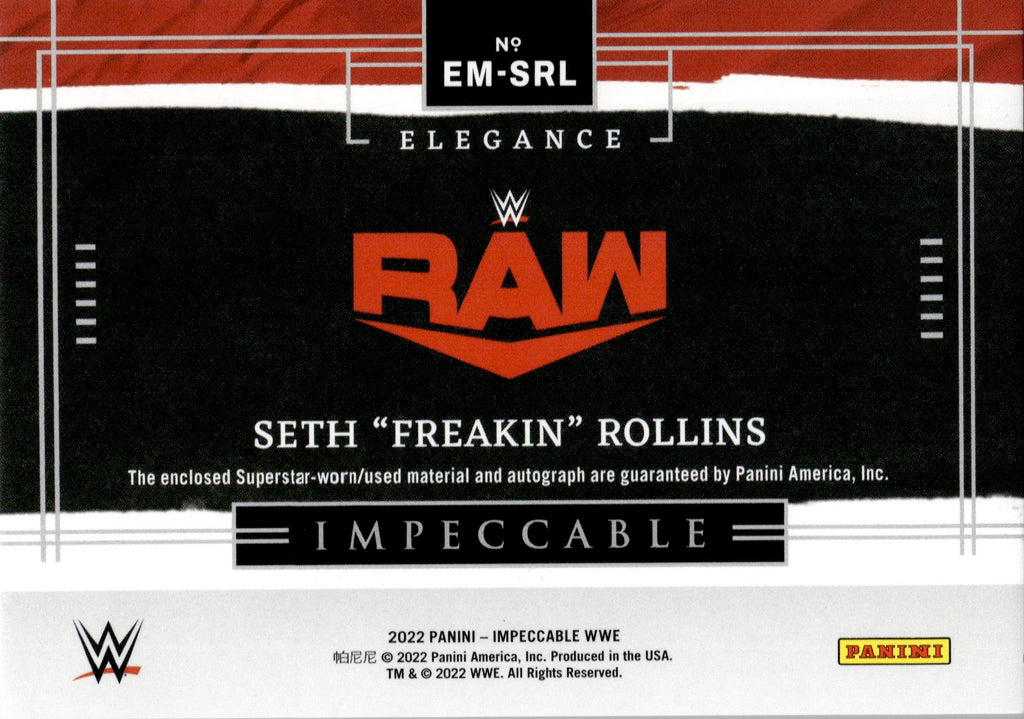 2022 WWE Impeccable Seth Freakin Rollins Elegance patch auto /99 newest