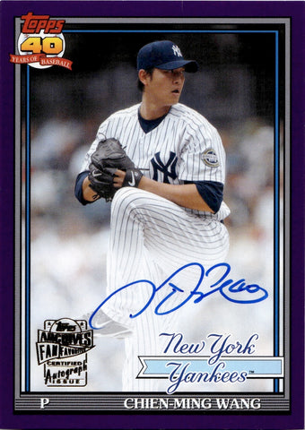 2021 Chien-Ming Wang Topps Archives FAN FAVORITES 1991 DESIGN PURPLE AUTO 055/150 AUTOGRAPH #FFA-CM New York Yankees