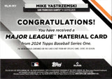 2024 Mike Yastrzemski Topps Series 1 BLACK MAJOR LEAGUE MATERIAL BAT 168/199 RELIC #MLM-MY San Francisco Giants