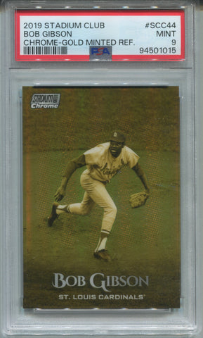 2019 Bob Gibson Topps Stadium Club Chrome GOLD MINTED REFRACTOR PSA 9 #SCC44 St. Louis Cardinals HOF 1015