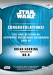 2020 Brian Herring puppeteer for BB-8 Topps Chrome Star Wars Perspectives XFRACTOR AUTO 96/99 AUTOGRAPH #A-BH