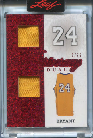 2023 Kobe Bryant Leaf Superlative RED ARISTOCRACY DUAL JERSEY 03/25 RELIC #A-11 Los Angeles Lakers HOF