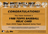 2023 Brett Baty Topps Series 1 GOLD ROOKIE 1988 DESIGN JERSEY 10/50 RELIC RC #88R-BB New York Mets