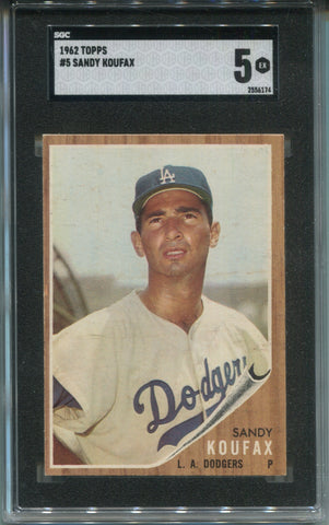 1962 Sandy Koufax Topps SGC 5 #5 Los Angeles Dodgers HOF 6174