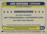 2022 Lars Nootbaar Topps Series 2 ROOKIE 1987 DESIGN AUTO AUTOGRAPH RC #87BA-LN St. Louis Cardinals