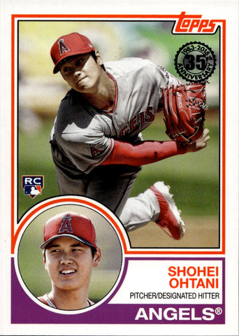 2018 Shohei Ohtani Topps Update Series 1983 DESIGN ROOKIE RC #83-2 Anaheim Angels 2