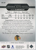 2017-18 Alex DeBrincat Upper Deck Premier ROOKIE PATCH AUTO 182/199 AUTOGRAPH RELIC RC #AR-AD Chicago Blackhawks