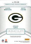 2024 Aaron Rodgers Brett Favre Jordan Love Panini Immaculate PLATINUM TRIPLE PATCH 2/5 RELIC #ITJ-GB Green Bay Packers
