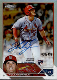 2023 Nolan Gorman Topps Chrome REFRACTOR ROOKIE AUTOGRAPH 438/499 RC AUTO #RA-NGO St. Louis Cardinals