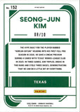 2026 Seong-Jun Kim Donruss Optic RATED PROSPECT GOLD PRIZM SP 08/10 #152 Texas Rangers