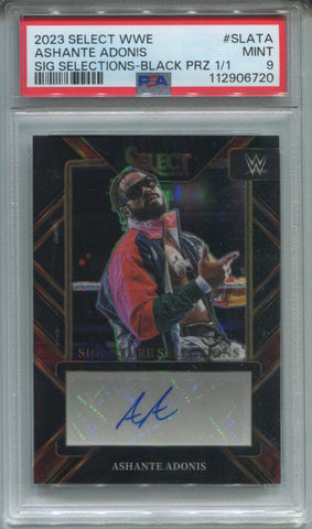 2023 Ashante Adonis Panini Select WWE BLACK SIGNATURE SELECTIONS AUTO 1/1 ONE OF ONE AUTOGRAPH PSA 9 #SLATA Friday Night Smackdown 6720