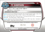 2022 Ty Simpson Bowman University Chrome 1ST BOWMAN GOLD REFRACTOR AUTO 05/50 AUTOGRAPH #80 Alabama Crimson Tide