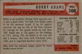 1954 Bobby Adams Bowman #123 Cincinnati Reds BV $12