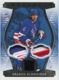 2023-24 Braden Schneider Upper Deck Artifacts BLACK DUAL PREMIUM PATCH 1/5 RELIC #77 New York Rangers