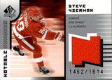 2001-02 Steve Yzerman Upper Deck SP Authentic NOTABLE NUMBERS GAME-USED JERSEY 1462/1614 #NN-54 Detroit Red Wings
