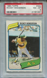 1980 Rickey Henderson Topps ROOKIE RC PSA 8 #482 Oakland A's HOF 1487