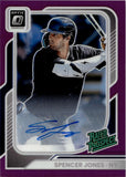 2026 Spencer Jones Panini Donruss OPTIC RATED PROSPECT PURPLE PRIZM AUTOGRAPH 48/99 AUTO #178 New York Yankees