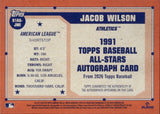 2026 Jacob Wilson Topps 1991 DESIGN ALL-STAR AUTO AUTOGRAPH #91AS-JWI Athletics