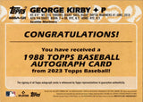 2023 George Kirby Topps Series 1 '88 DESIGN AUTO AUTOGRAPH #88BA-GK Seattle Mariners