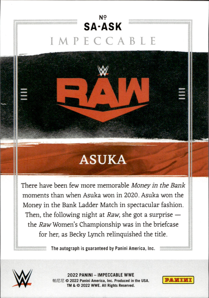 2022 Asuka Panini Impeccable WWE SUPERSTAR AUTO 91/99 AUTOGRAPH #SA-AS