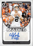 2024 AJ Cole Panini Donruss SIGNATURE MARKS AUTOGRAPH AUTO #SMA-AJC Las Vegas Raiders