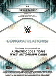 2021 Sasha Banks Topps WWE AUTO 094/150 AUTOGRAPH #A-SB Monday Night Raw
