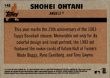 2018 Shohei Ohtani Topps Update 1983 DESIGN SILVER PACK ROOKIE RC #145 Anaheim Angels
