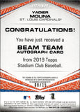 2019 Yadier Molina Topps Stadium Club RED BEAM TEAM AUTO 08/15 AUTOGRAPH #STA-YM St. Louis Cardinals