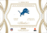 2025 Jared Goff Amon-Ra St. Brown Panini Flawless SAPPHIRE BLUE DUAL DIAMOND PATCH 10/10 RELIC #DDM-DET Detroit Lions