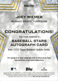 2023 Joey Wiemer Topps Update ROOKIE BASEBALL STARS AUTO AUTOGRAPH RC #BSA-JWI Milwaukee Brewers