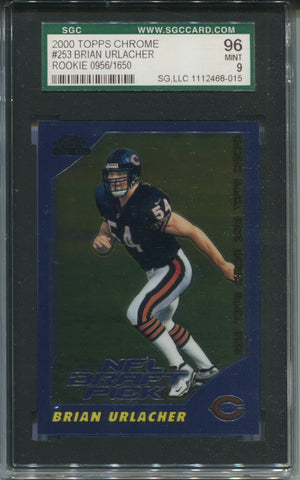 2000 Brian Urlacher Topps Chrome ROOKIE 0956/1650 RC SGC 9 #253 Chicago Bears HOF 8015