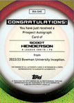 2022-23 Scoot Henderson Bowman University Inception ROOKIE AUTO AUTOGRAPH #BIA-SHE Portland Trail Blazers