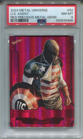 2024 U.S. Agent Upper Deck Metal Universe RED PRECIOUS METAL GEMS 033/100 PSA 8 #52 Marvel