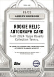 2024 Ashlyn Krueger Topps Royalty ROOKIE BLUE SHIRT AUTO 05/25 AUTOGRAPH RELIC RC #RRA-AK PTPA