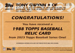 2023 Tony Gwynn Topps Series 1 GOLD 1988 DESIGN JERSEY 10/50 RELIC #88R-TG San Diego Padres HOF