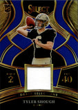 2025 Tyler Shough Panini Select BLUE PRIZM DRAFT SELECTIONS MATERIALS ROOKIE JERSEY RC #DSM-TSH New Orleans Saints