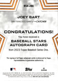 2023 Joey Bart Topps Series 1 BASEBALL STARS AUTO AUTOGRAPH #BSA-JBA San Francisco Giants