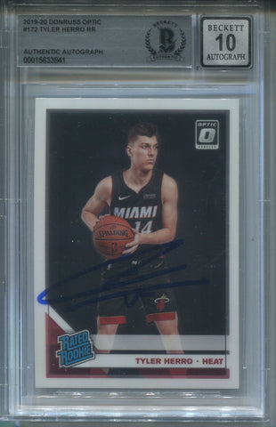 2019-20 Tyler Herro Donruss Optic BAS AUTHENTIC 10 RATED ROOKIE AUTO AUTOGRAPH RC #172 Miami Heat 3841