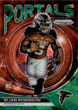 2023 Bijan Robinson Panini Prizm PORTALS GREEN ICE PRIZM ROOKIE RC #PO-8 Atlanta Falcons