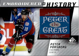 2021-22 Peter Forsberg Upper Deck SP Game Used EMBROIDERED IN HISTORY MANUFACTURED PATCH #63 Colorado Avalanche
