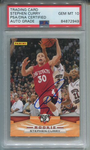 2009-10 Stephen Curry Panini PSA/DNA AUTHENTIC 10 AUTO AUTOGRAPH ROOKIE RC #372 Golden State Warriors 2949