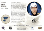 2020-21 David Perron Upper Deck SP Authentic LIMITED AUTO MATERIAL PATCH 083/100 AUTOGRAPH RELIC #LAM-DP St. Louis Blues