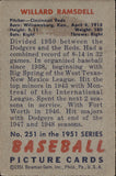 1951 Willard Ramsdell Bowman ROOKIE RC #251 Cincinnati Reds BV $40