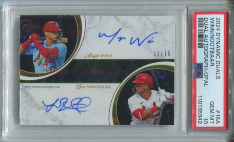 2024 Masyn Winn Lars Nootbaar Topps DYNAMIC DUALS AUTO 10/75 AUTOGRAPH PSA 10 #16A St. Louis Cardinals 8342