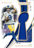 2024 Matthew Stafford Panini Immaculate Collection CHAMPIONSHIP MEMORABILIA 31/99 JERSEY #CM-MSD Los Angeles Rams