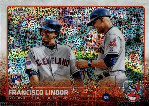 2015 Francisco Lindor Topps Chrome SPARKLE REFACTOR ROOKIE RC #US286 Cleveland Indians