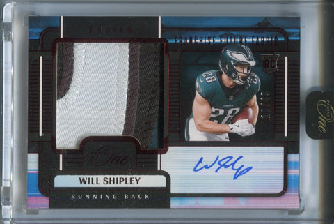 2024 Will Shipley Panini One RED ROOKIE FRANCHISE FUTURE FABRICS JUMBO PATCH AUTO 10/49 AUTOGRAPH RELIC RC #92 Philadelphia Eagles