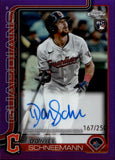 2025 Daniel Schneemann Topps Chrome PURPLE REFRACTOR ROOKIE AUTOGRAPH 167/250 RC AUTO #RA-DS Cleveland Guardians