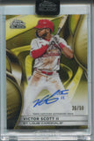 2025 Victor Scott II Topps Chrome Black YELLOW REFRACTOR AUTO 36/50 AUTOGRAPH #CBA-VS St. Louis Cardinals *Case Scratches*
