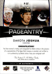 2023-24 Dakota Joshua Upper Deck Sp Authentic PAGEANTRY AUTO Vancouver Canucks #P-37